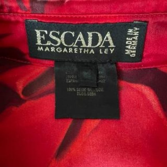 Escada Silk Blouse Long Sleeve Abstract Print Sz 38 - Picture 3 of 7